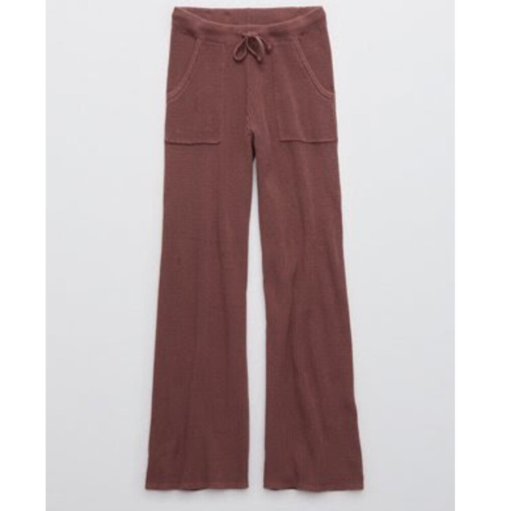 AERIE HIGH WAISTED SWEATER PANT Size Large, Mauve